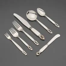 Johan Rohde, Acorn flatware service, model 62, sterling silver, stainless steel