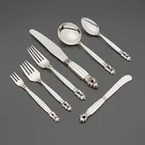 Johan Rohde, Acorn flatware service, model 62, sterling silver, stainless steel