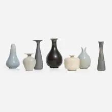 Gunnar Nylund, Collection of seven vases, c. 1955, glazed stoneware