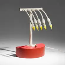 Garry Knox Bennett, Table lamp, 2014, enameled aluminum, glass, bronze, lacquered wood