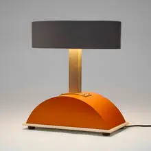 STDBA #90 table lamp by Garry Knox Bennett, 2014, lacquered wood, aluminum, acrylic, LED, sold Mar 2026