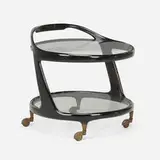 Cesare Lacca, Bar cart, c. 1950, lacquered mahogany, glass, brass