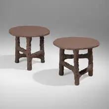 Chris Wolston, Occasional tables, pair, 2020, painted terracotta