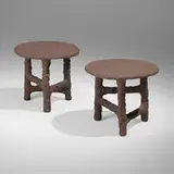 Chris Wolston, Occasional tables, pair, 2020, painted terracotta