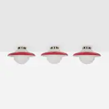 Paavo Tynell, Ceiling lamps, set of three, c. 1940, opal glass, lacquered aluminum, chrome-plated brass
