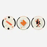 Vladimir Nemukhin, Collection of three plates, c. 1990, transfer-printed porcelain