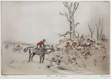 Tom Carr, Leaving the Kennels; Gone to Ground  Artist Proofs, hand coloured etching