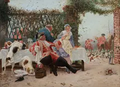Charles Édouard Delort, The Hunt Breakfast, oil on panel
