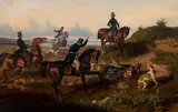 Theodor Franz Zimmermann, The hunt, oil on canvas