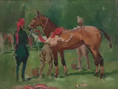 Frederick Whiting, Study of an Indian polo match, oil on canvasboard