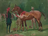 Frederick Whiting, Study of an Indian polo match, oil on canvasboard