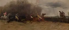 Godfrey Douglas Giles, Point to point, oil on canvas
