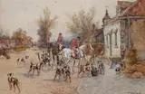 Thomas Blinks, Before the Off, watercolour