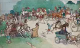 Rba Cecil Charles Windsor Aldin, Bluemarket Races - On the Road, watercolour
