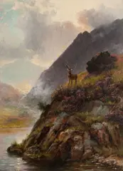 Fsa Charles Stuart, Stag in a Highland landscape, oil on canvas