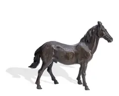 Arsa Phyllis Mary Bone, A bronze group of a Shetland pony and foal, raised on an ebonised plinth, the bronze base inscribed 'Phyllis M. Bone', and another bronze of a stallion, 34cm wide, 12cm deep, 22cm high (13in wide, 4 1/2in deep, 8 1/2in high)  (2)