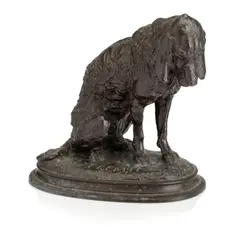 Setter by Emmanuel Frémiet, Seated on an oval base, bronze with brown patina, sold May 2018