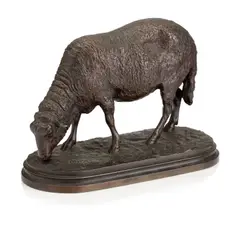 Sheep by Rosa Bonheur, Standing on an oval base, bronze with brown patina, sold May 2018