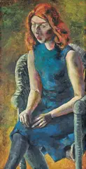 Hanns Katz, Junge Frau im Korbstuhl, Um 1933, Öl auf Sperrholz. Rückseitig: HAFEN VON MARSEILLE. Um 1930/33. Öl