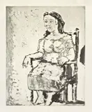 Pablo Picasso, Femme au Fauteuil: Dora Maar, 1939, Aquatinta und Reservage auf Montval-Bütten (Wasserzeichen: Picasso)