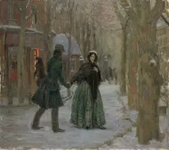 Franz Skarbina, Szene in einer französischen Stadt, Öl auf Leinwand
