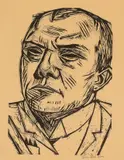 Max Beckmann, Selbstbildnis, 1922, Holzschnitt auf dünnem, cremefarbenem Japanbütten