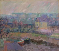 Walter Alfred Rosam, Stadtlandschaft mit Kähnen, Um 1907, Öl auf Leinwand