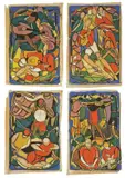 Max Ackermann, Glasfensterentwürfe: Jugendbewegung / Wandervogel, Um 1930, Vier Pastelle, jeweils auf dünnem halbtransparenten Papier