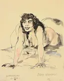 Otto Griebel, Das Mädchen im Bett, 1922, Tuschfeder und Aquarell auf Papier