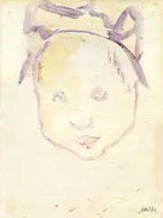 Kinderkopf by Emil Nolde, Aquarell auf dünnem Papier (Wz: Joynson Mill No. 327), sold Dec 2007