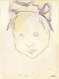 Kinderkopf by Emil Nolde, Aquarell auf dünnem Papier (Wz: Joynson Mill No. 327), sold Dec 2007
