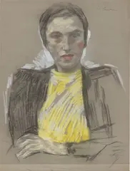 Lotte Laserstein, Frauenportrait. Wohl 1940er-Jahre, Pastellkreide, Kreide und Kohle auf grauem Bütten