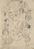 Rudolf Schlichter, Wa-ta-wah. (Zu Walter Mehring. In Menschenhaut), Um 1923, Kohle auf dünnem Papier