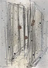 Ohne Titel by Isa Genzken, 1987, Bleistift, Tusche und Sprühfarbe auf Papier, sold Mar 2025