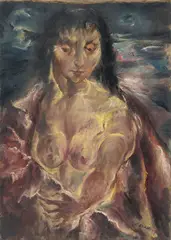Wilhelm Kohlhoff, Frauenhalbakt (Kathrin), um 1920, Öl auf Leinwand