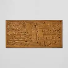 Folk Art, American History wall panel, carved wood