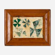 Untitled (Triangles) by Richard Blow, c. 1965, hand-cut hardstone inlay in artist-made frame, sold Jun 2025