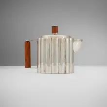 Ilonka Karasz, Teapot, c. 1928, electroplated nickel silver, walnut