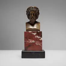 Bust of Aeskulap by Grand Tour, bronze, marble, sold Jun 2025