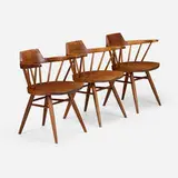 Armchairs, set of three by George Nakashima, 1963, American black walnut, sold Sep 2025
