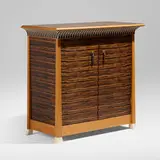 Wendy Stayman, Cabinet, c. 1990, ebony, pear, ivorine, turquoise, brass, aluminum
