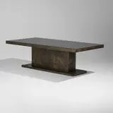 Sculpted Bronze dining table by Paul Evans, 1969, bronzed resin over wood, mahogany, glass, sold Sep 2025