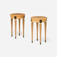 Richard Scott Newman, Occasional tables, pair, 1992, maple, macassar ebony