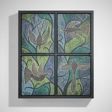 Flying Birds cabinet by Judy Kensley McKie, 1991, carved and painted limewood, sold Sep 2025