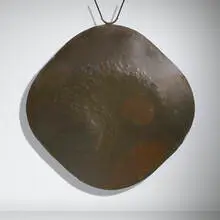 Monumental Gong (B-1087) by Val Bertoia, c. 1999, hand-formed and welded silicone-bronze, sold Sep 2025