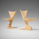Michael Coffey, Viking chairs, pair, 1970 / 1993, laminated and sculpted maple