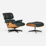 Charles and Ray Eames, 670 lounge chair and 671 ottoman, rosewood, leather upholstery, enameled and brushed aluminum