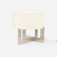 Contemporary, Table lamp, c. 2020, stainless steel, nylon shade