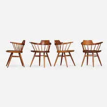George Nakashima, Armchairs, set of four, 1966, cherry
