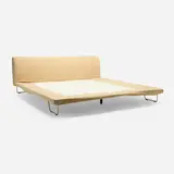 Jasper Morrison, King-size bed frame, c. 2000, upholstery, stainless steel, enameled steel, maple